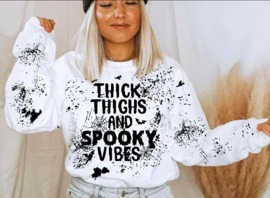 Thick Thighs and Spooky Vibes sweatshirt (Large)